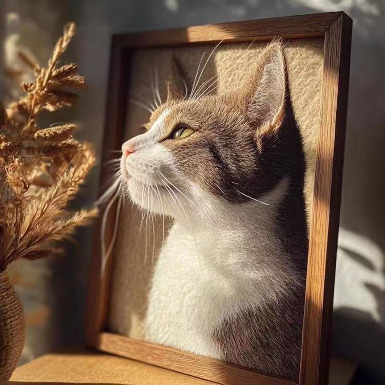 Custom Needle Felted Cat Portrait – Handmade Pet Memorial Gift, Pet Loss Gift, Personalized Cat Art