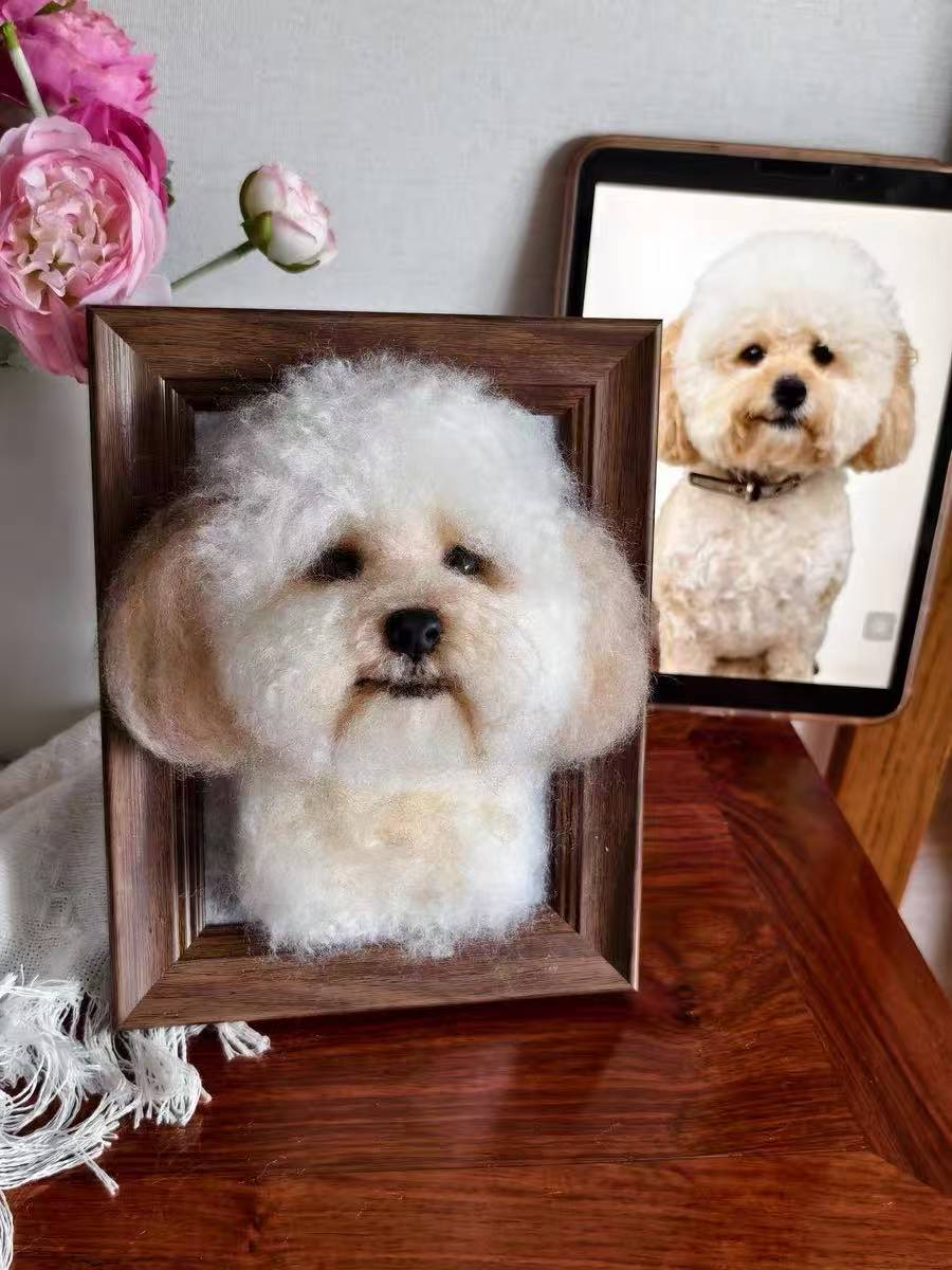 3D Felted Wool Pet Portrait | Custom Dog & Cat Memorial