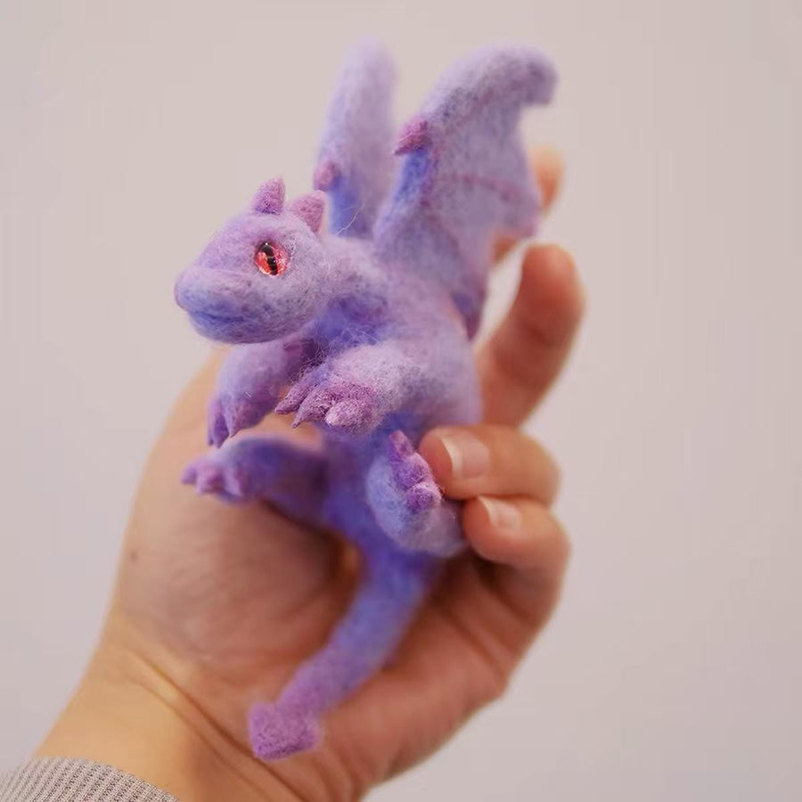 Handmade Wool Felted Baby Dragon Figurine — Fantasy Pocket Creature Sculpture