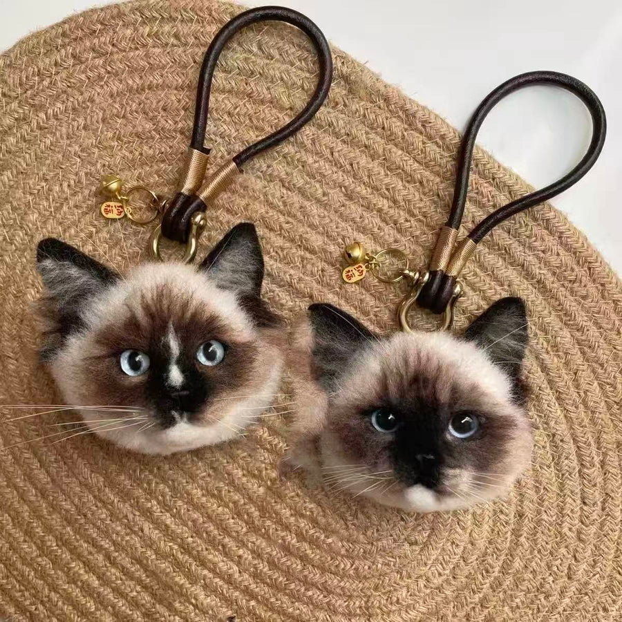 Custom Needle Felted Pet Keychain & Car Charm - Mini 3D Handmade