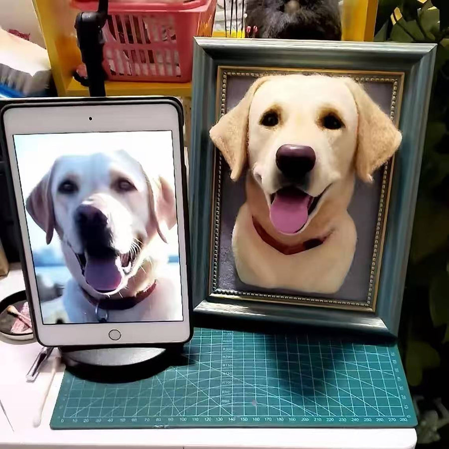 3D Felted Wool Pet Portrait | Custom Dog & Cat Memorial