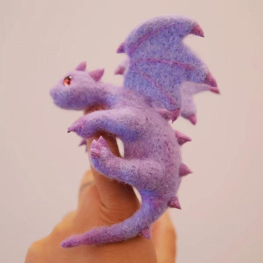 Handmade Wool Felted Baby Dragon Figurine — Fantasy Pocket Creature Sculpture