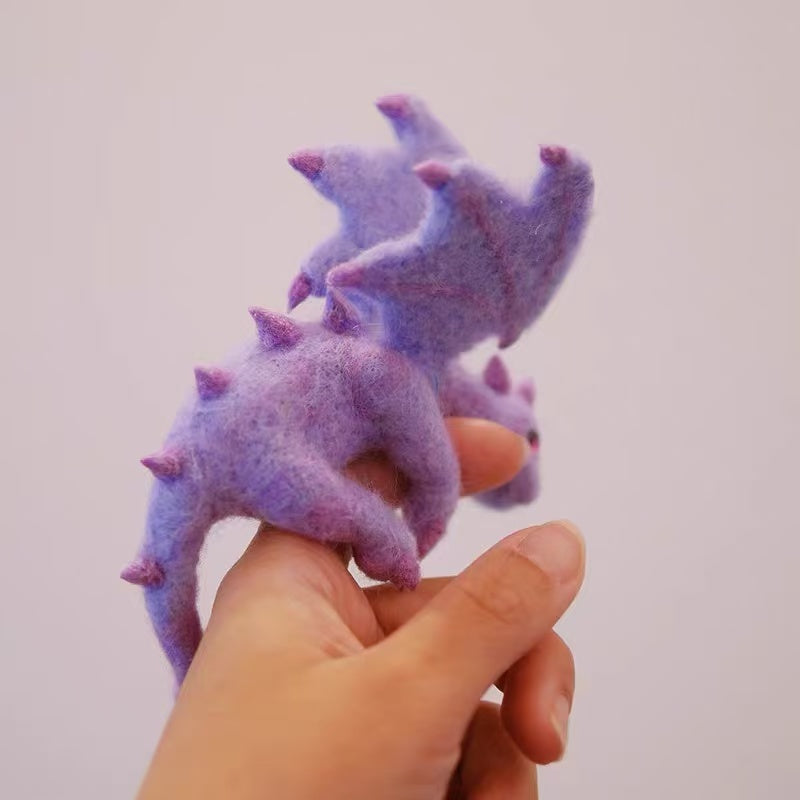 Handmade Wool Felted Baby Dragon Figurine — Fantasy Pocket Creature Sculpture