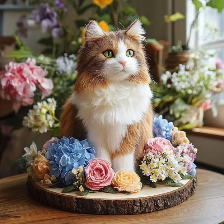 Bespoke 3D Full-Body Cat Sculpture - Handmade Wool Felted Pet Loss Memorial Keepsake