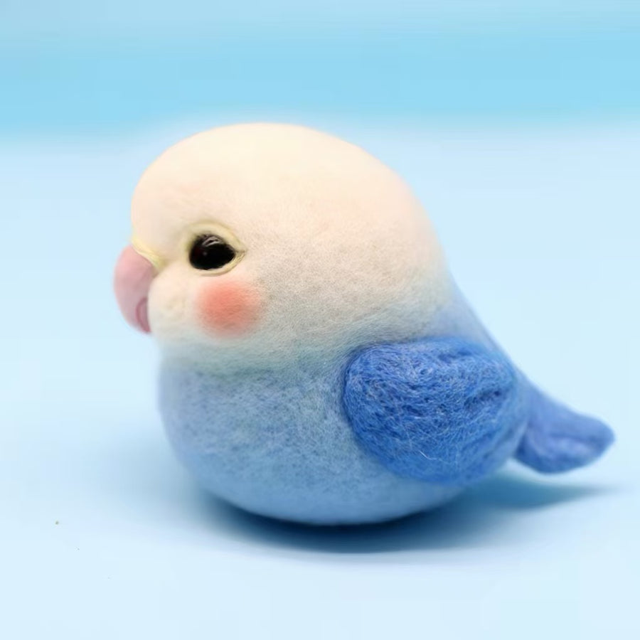 Handmade Wool Felted Lovebird Figurine — Miniature Songbird Keepsake