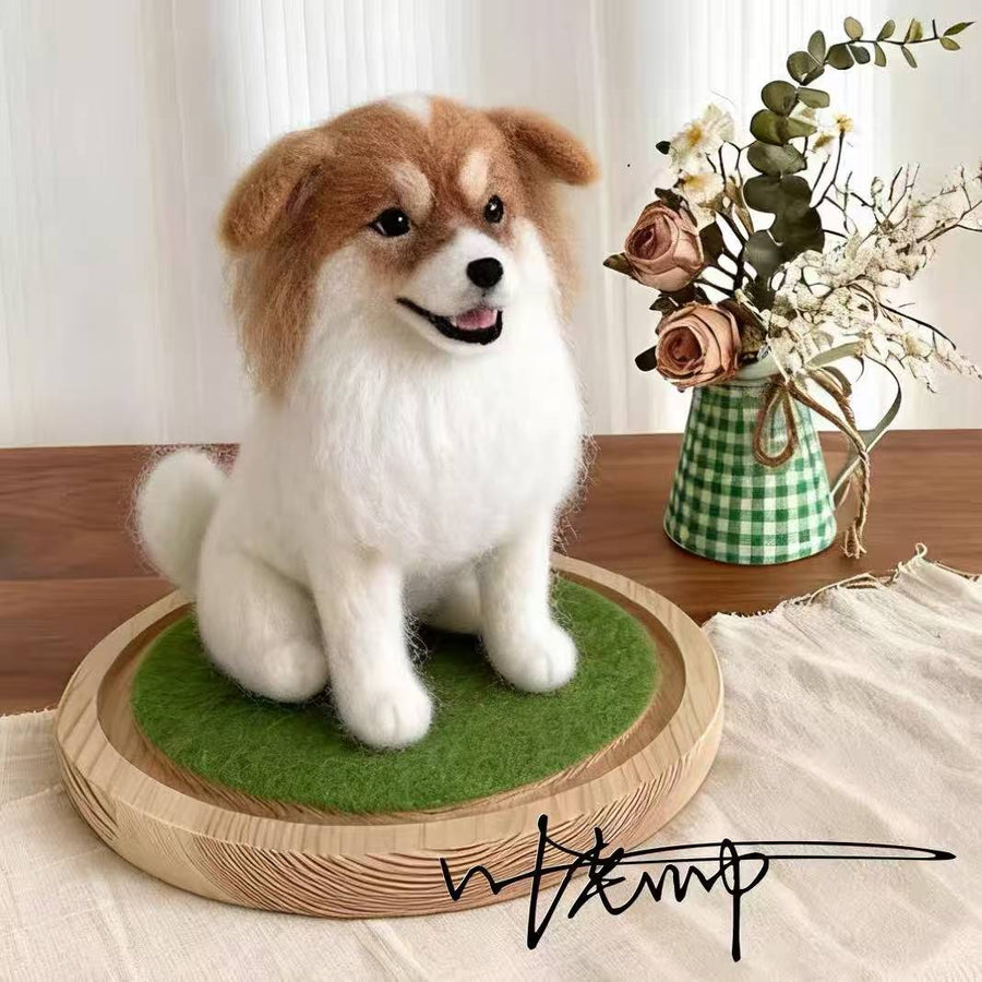 Custom Full-Body Needle Felted Dog Sculpture - Lifelike Pet Replica & Memorial Gift