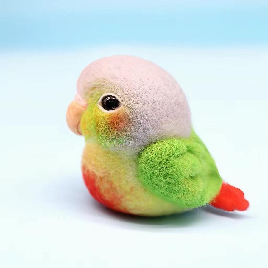 Handmade Wool Felted Lovebird Figurine — Miniature Songbird Keepsake