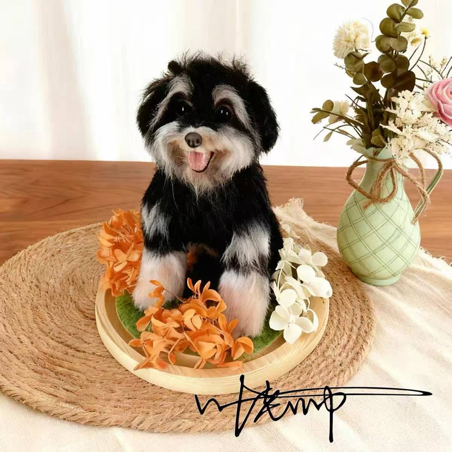 Custom Full-Body Needle Felted Dog Sculpture - Lifelike Pet Replica & Memorial Gift