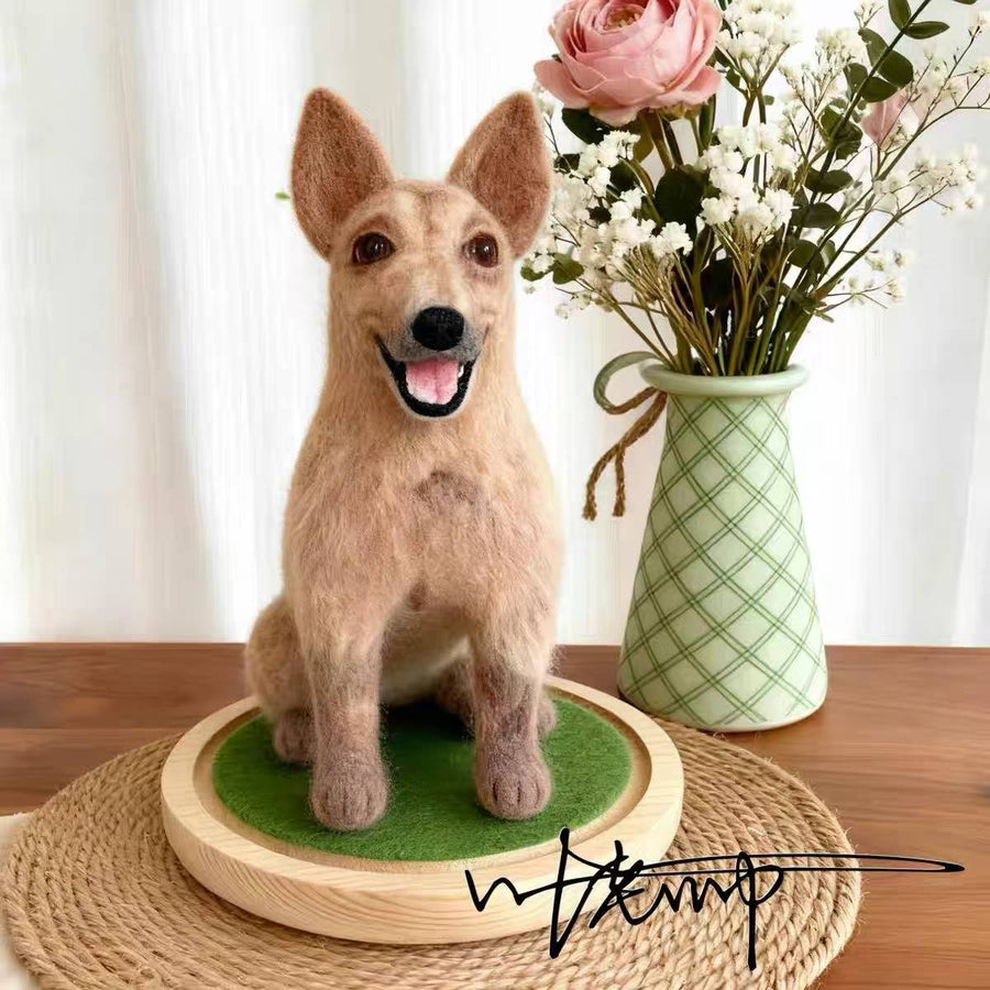 Custom Full-Body Needle Felted Dog Sculpture - Lifelike Pet Replica & Memorial Gift