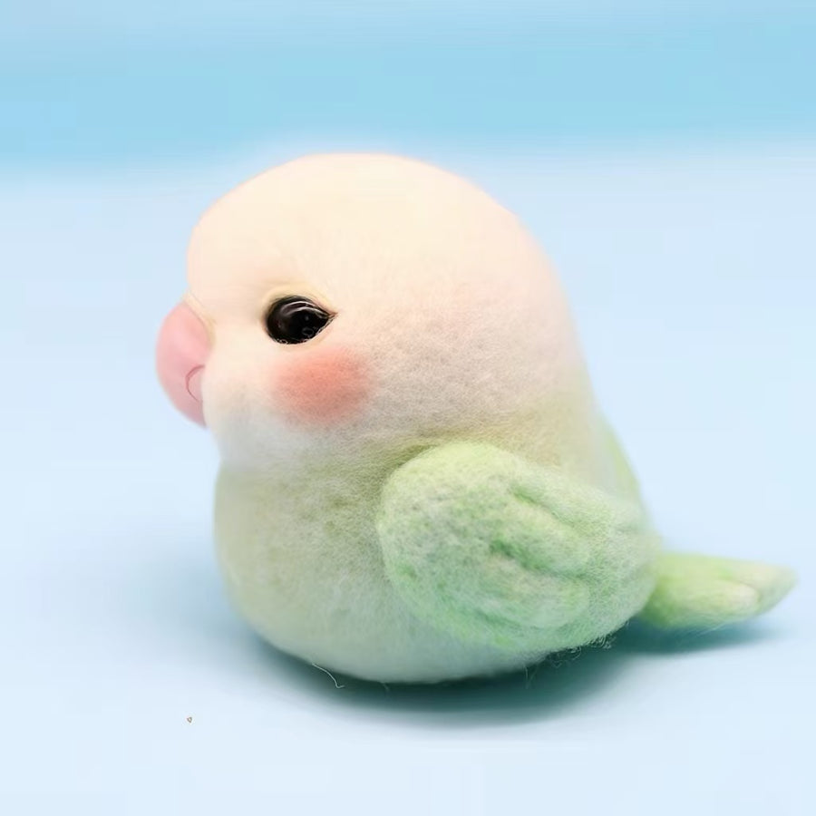 Handmade Wool Felted Lovebird Figurine — Miniature Songbird Keepsake