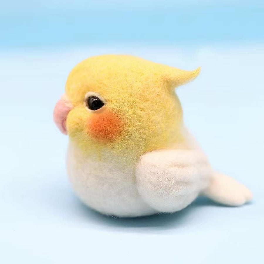 Handmade Wool Felted Lovebird Figurine — Miniature Songbird Keepsake